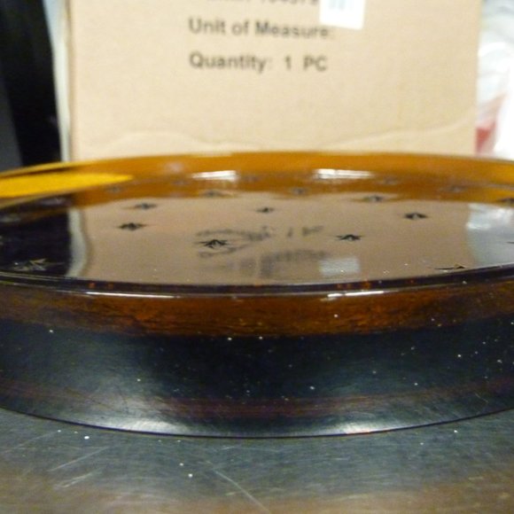 SALE Amber Starlight Rustic Pillar Candle Tray Plate Heavy Brown Glass NEW Boxed - Picture 4 of 5